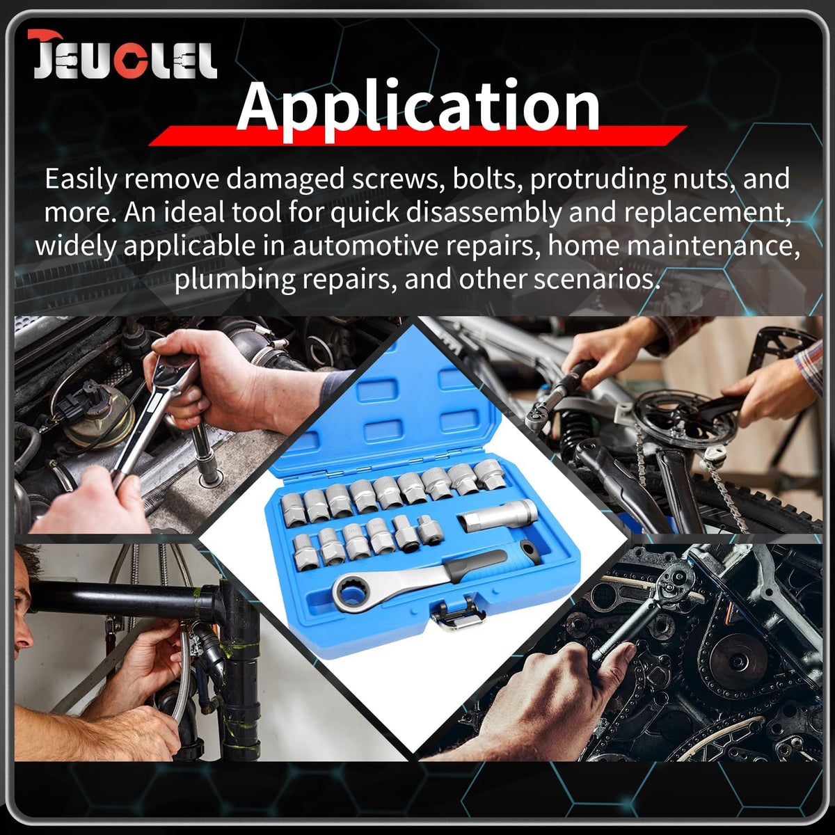 🔧 17-Piece Pass-Through Socket Set – Chrome Vanadium Steel Ratchet Kit for Long Bolts & Tight Spaces ⚙️