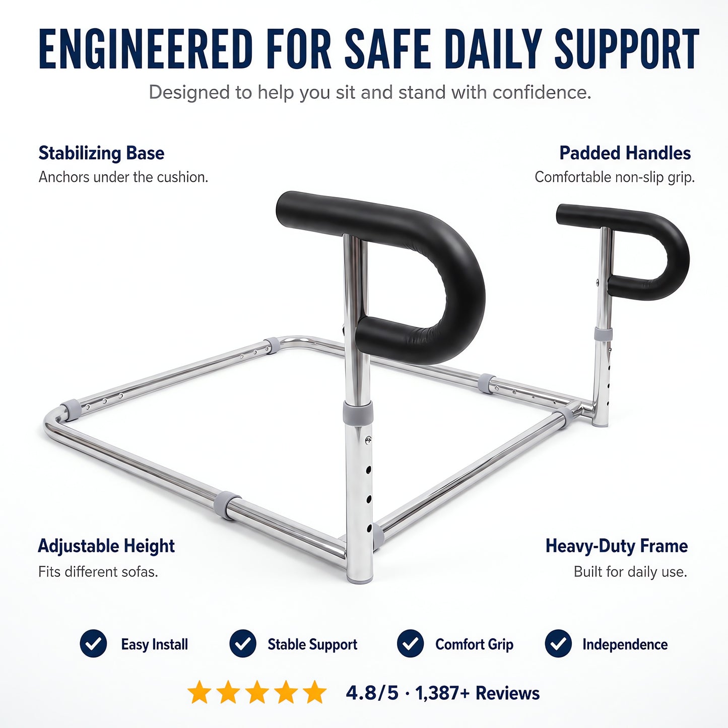 🛋️ Adjustable Sofa Assist Bar with Padded Handles and Heavy-Duty Support