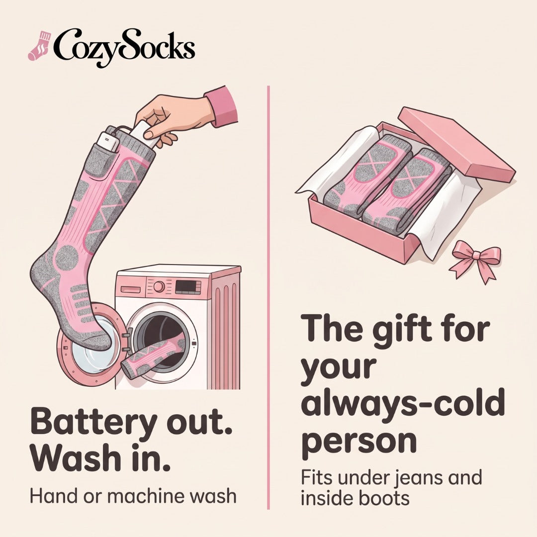 🔥 Rechargeable Heated Socks for Men & Women – Electric Thermal Socks with 3 Heat Settings, USB Charging, Washable Warm Socks for Winter & Cold Feet, Cozy Gift for Him & Her 🎁