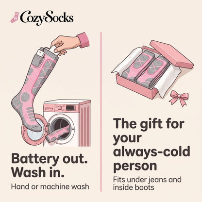 🔥 Rechargeable Heated Socks for Men & Women – Electric Thermal Socks with 3 Heat Settings, USB Charging, Washable Warm Socks for Winter & Cold Feet, Cozy Gift for Him & Her 🎁
