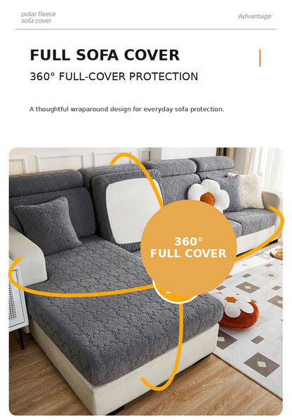 Luxury Floral Stretch Sofa Cover – Soft Jacquard, Full-Fit & Elegant