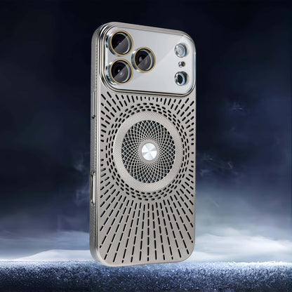 iPhone 17 ProMax/16/15/14/13/12 Hollow Back Panel Heat Dissipation Breathable Mobile Phone Case With Magnetic Ring