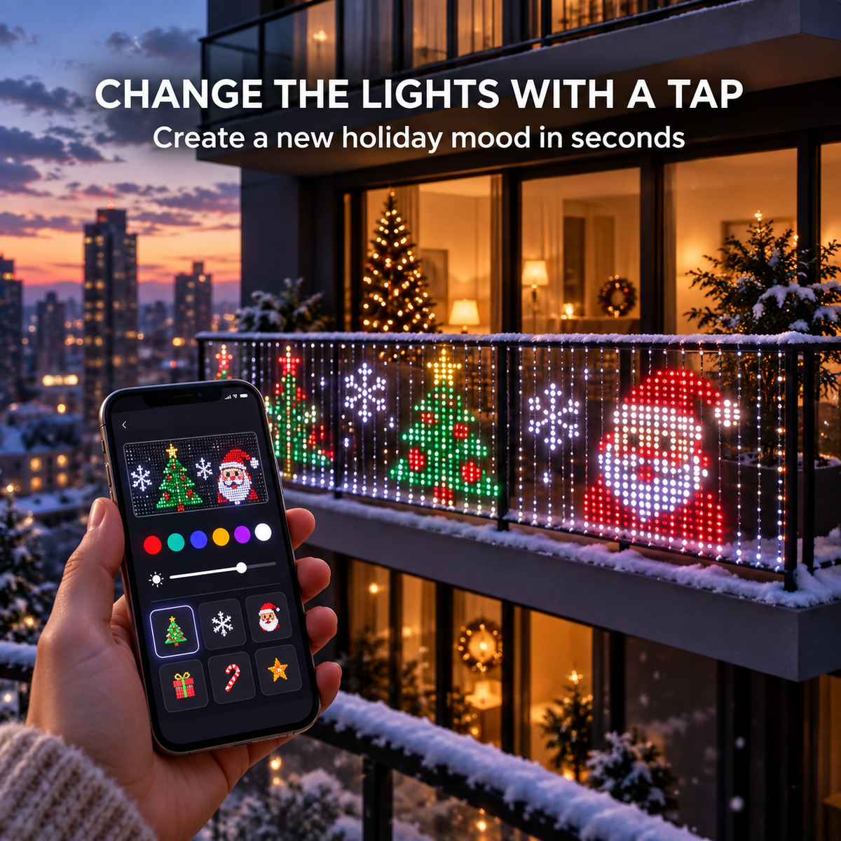 ✨ Save 54%+ FREE SHIPPING | Animated Christmas Curtain Lights – Turn Your Balcony Into a Holiday Show