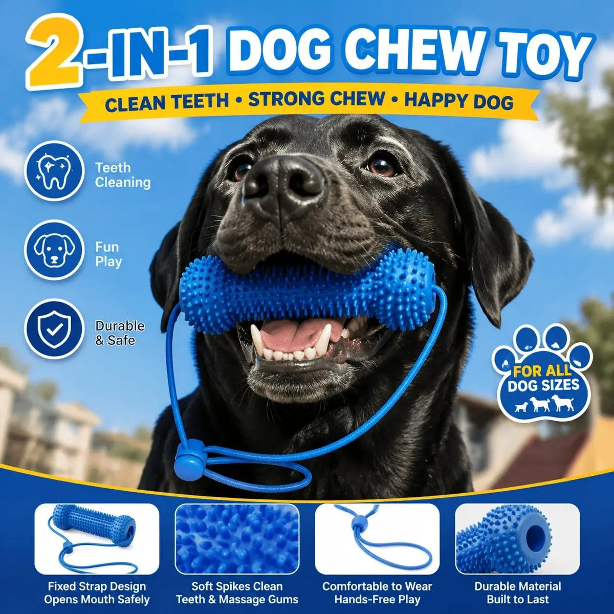 🐶 2-in-1 Dog Dental Chew Toy & Brushing Helper – Easier Daily Teeth Cleaning