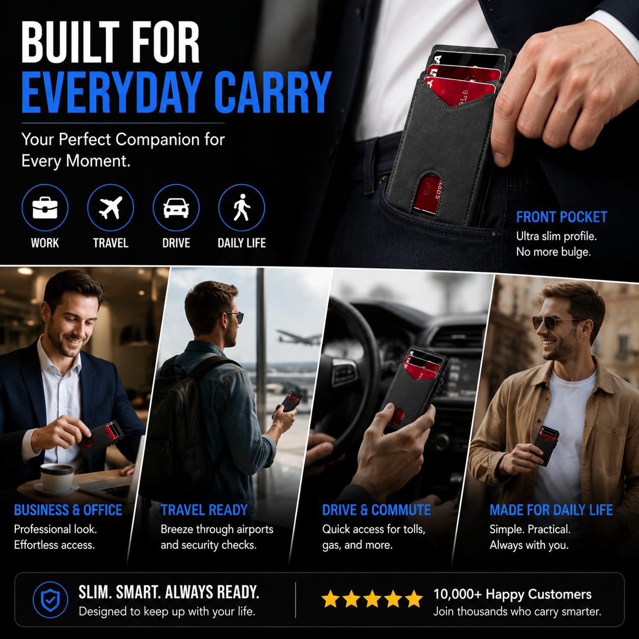 2026 new🔐 RFID Blocking Minimalist Pop-Up Wallet | One-Second Card Eject Design & Ultra Slim Pocket Wallet