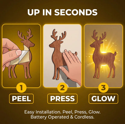 LED illuminated wall decorations featuring Santa Claus and his reindeer