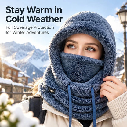 🎉2026 Women's Fleece Hooded Winter Cycling Mask and Hat for Cold Weather