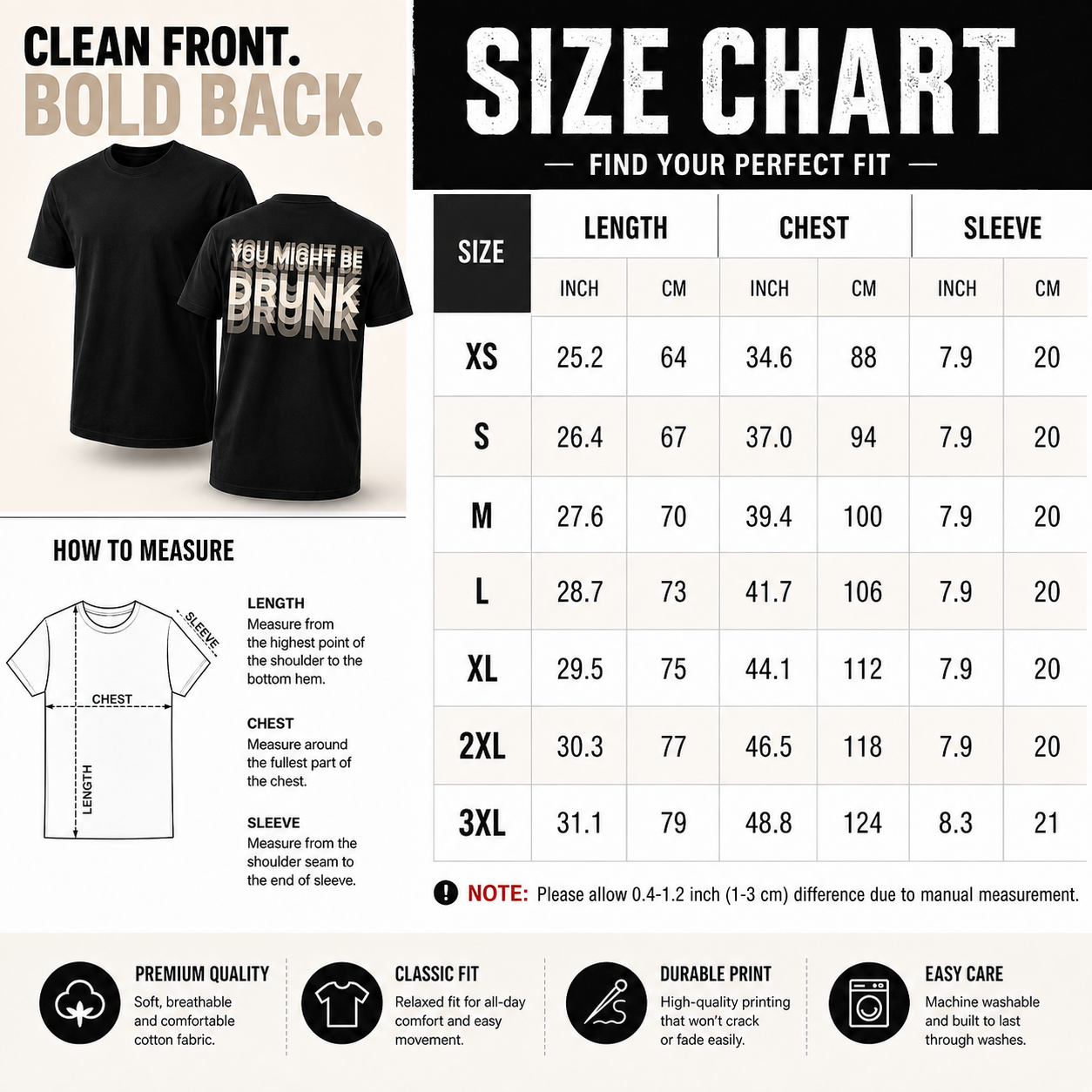 You Might Be Drunk - Black Graphic T-Shirt