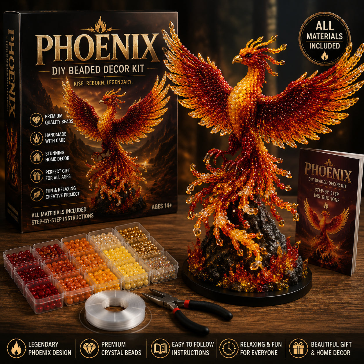 Phoenix DIY Beaded Decor Kit – Rise. Reborn. Legendary.🏆🐦