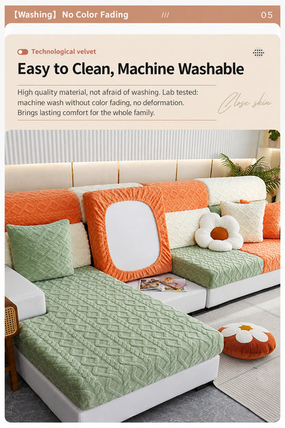 Luxury Plush Stretch Sofa Cover — Warm Comfort & Elegant Home Style