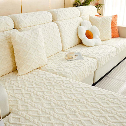 Luxury Plush Stretch Sofa Cover — Warm Comfort & Elegant Home Style