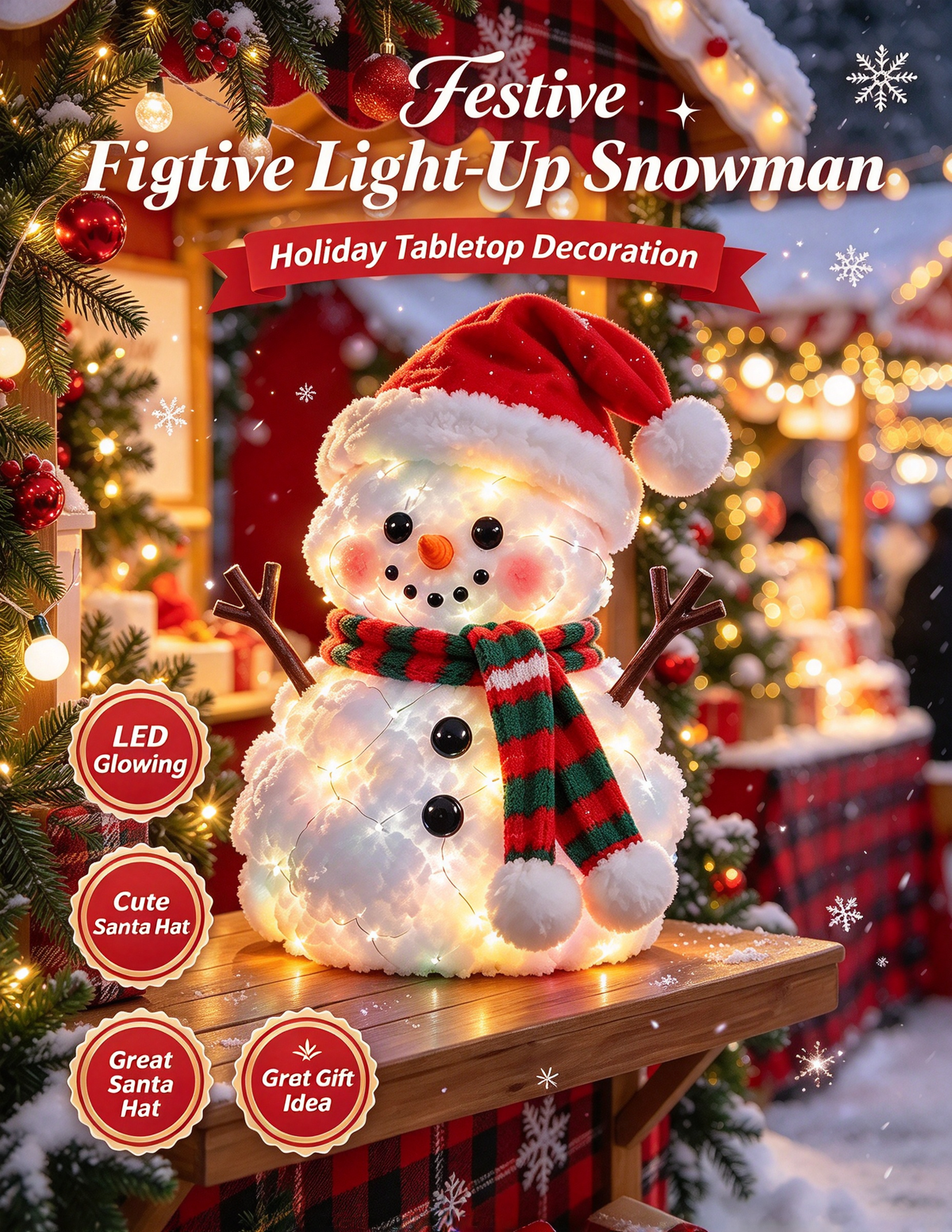 🔥 LAST DAY 49% OFF 🔥 Glowing Snowman Plush | Light-Up Christmas Tabletop Decoration 🎄⛄️