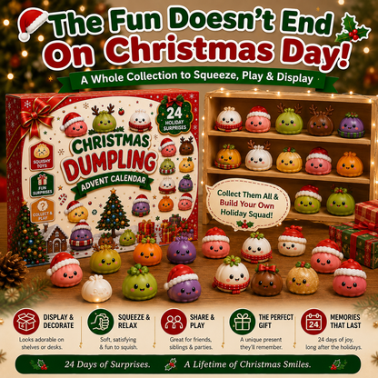 🎄 24-Day Christmas Dumpling Squishy Advent Calendar – 24 Mini Surprise Toys