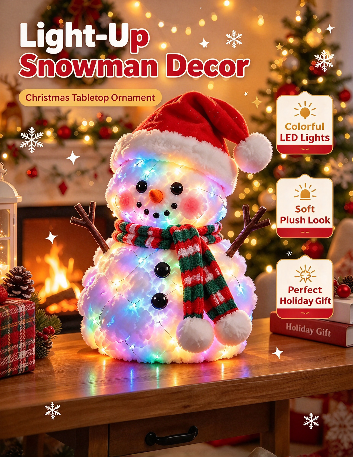 🔥 LAST DAY 49% OFF 🔥 Glowing Snowman Plush | Light-Up Christmas Tabletop Decoration 🎄⛄️