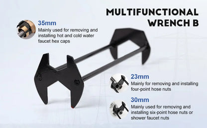 2PCS Basin Wrench, Upgraded Multifunctional Sink Wrench Faucet Wrenchs Tight Space Universal Installer Tool for Bathroom Kitchen (2PC Set)