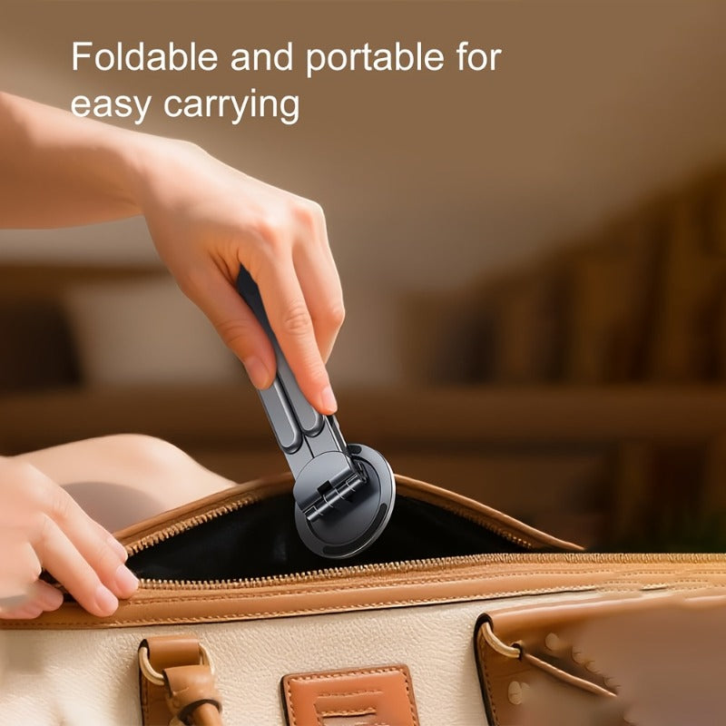 3-in-1 Magnetic Phone Stand | Foldable Aluminum Desktop Holder for Phone, Tablet &amp; Laptop | 8-Level Adjustable Angle | Strong Magnetic Mount