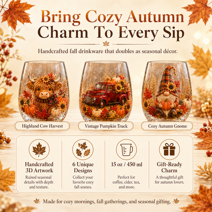 🍂Autumn Harvest 2D Glass Cup Gift Set – 6 Festive Designs