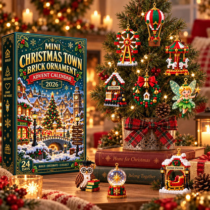 ⏳ Last day to save 49% – 🎄 Mini Christmas Town Brick Ornament Advent Calendar | 24 unique festive buildable town‑themed designs with hanging loops—perfect for decorating Christmas trees, wreaths, and holiday displays 🧱