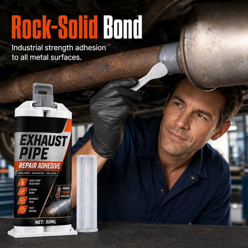 High Temp Exhaust Pipe Repair Glue – Permanent bond for iron & steel, withstands extreme heat & vibration. Fix exhaust leaks yourself – save on costly garage repairs! 🚗✅