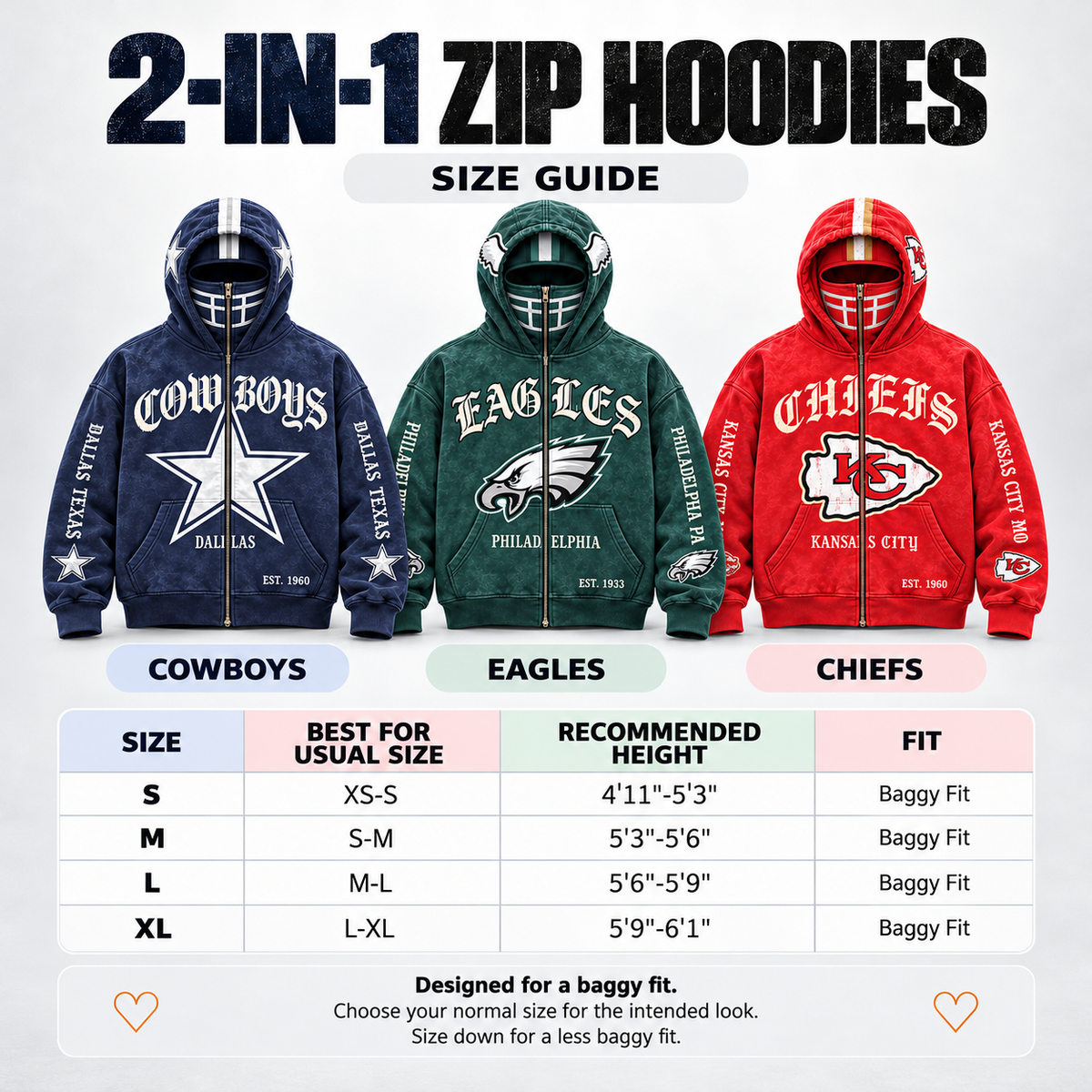 🏈 2-in-1 Football Zip Hoodie – Full-Zip Helmet Hood & Oversized Fit