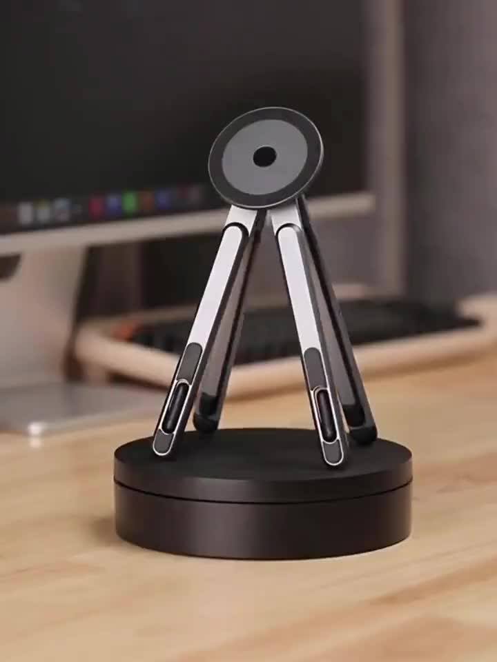 3-in-1 Magnetic Phone Stand | Foldable Aluminum Desktop Holder for Phone, Tablet &amp; Laptop | 8-Level Adjustable Angle | Strong Magnetic Mount