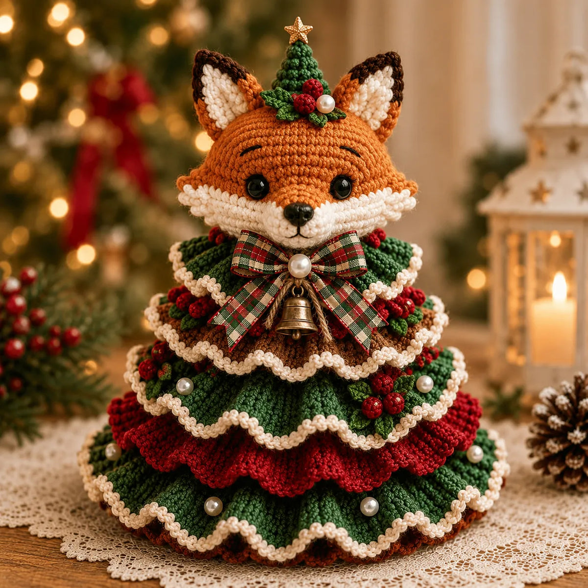🔥🎄Crochet Animal Christmas Tree DIY Kit – Stitch a Little Christmas Magic（Material kit (not finished product)