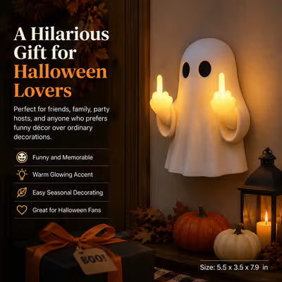 👻 Light-Up Rude Ghost Wall Decor – Funny Halloween Porch Decoration