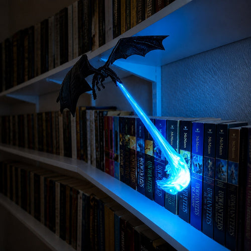 🐉 Fire Breathing Dragon Wall Mounted Statue Lamp with LED Glowing Flame Effect