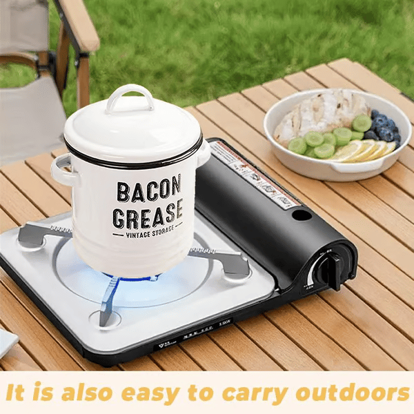🔥Last Day 49% OFF🎁46 oz bacon grease container with strainer and food-grade silicone spatula