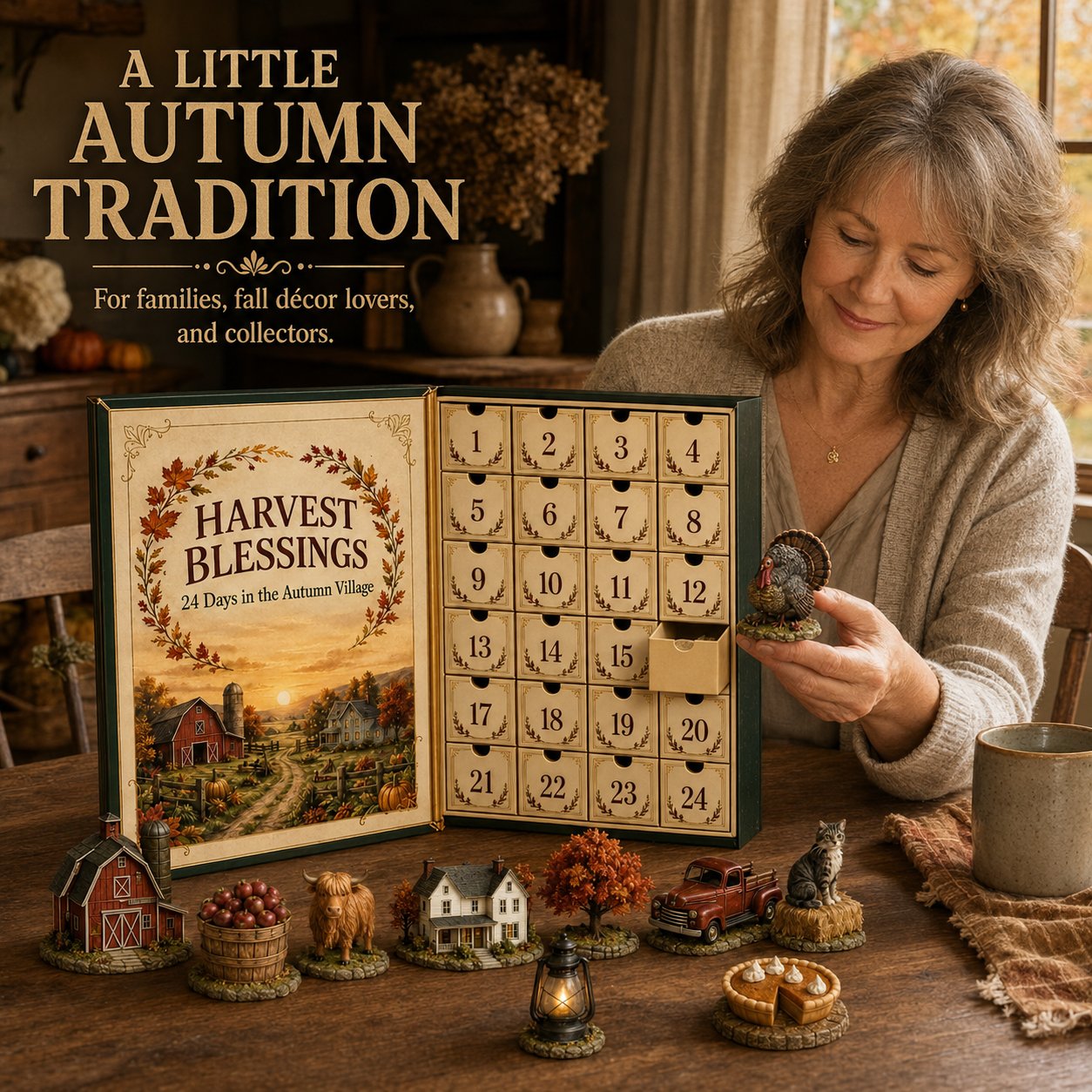 ⏳ Last Day 49% OFF – 🍂 Harvest Blessings Advent Calendar 2026 | 24 Unique Autumn Farm & Thanksgiving Collectibles in a Book-Style Countdown Box 🦃