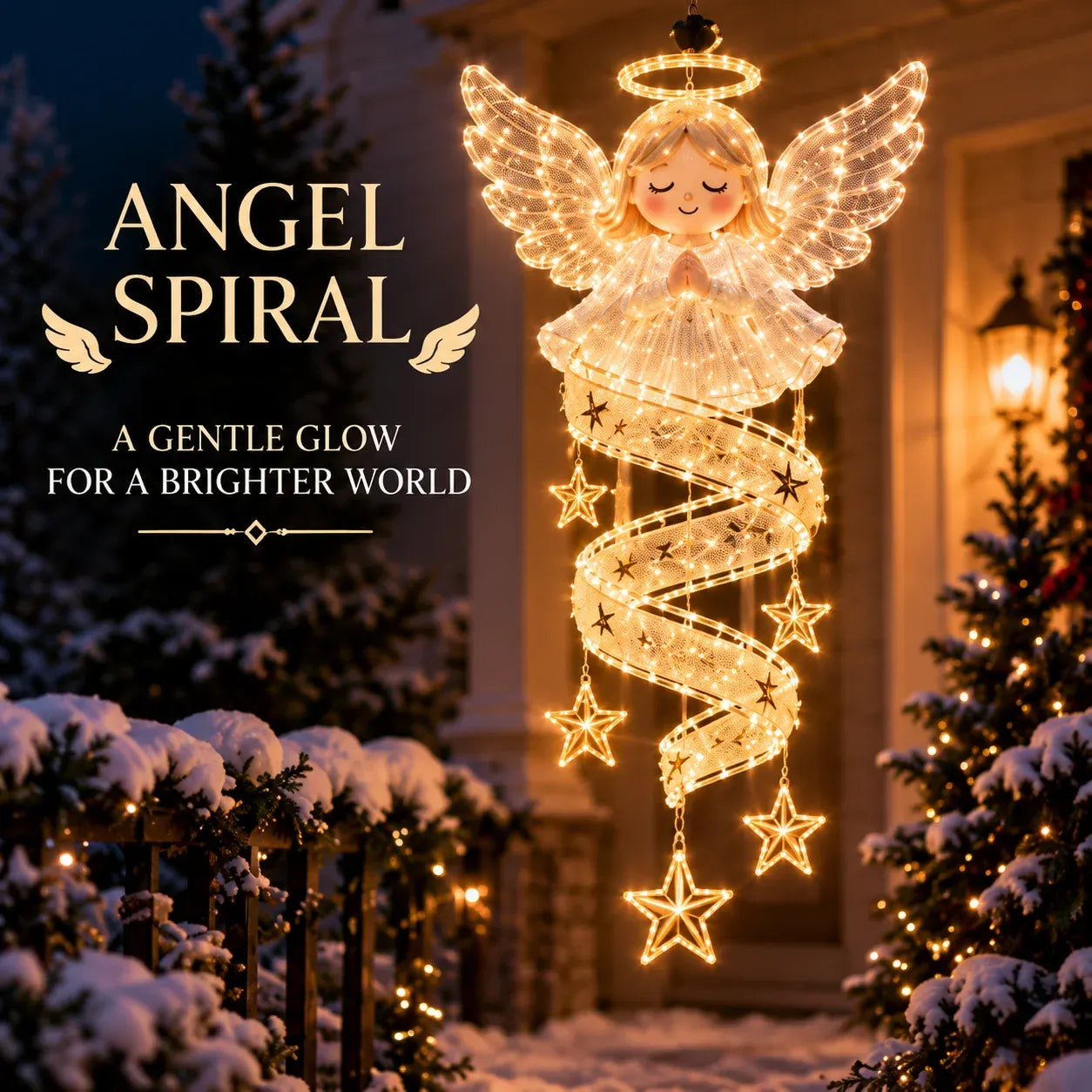 🎅Christmas Magic Spira Hanging LED Light Collection – 9 Festive Designs ✨ | Suspended Glowing Characters with Spiral Lights & Hanging Details for Porches, Windows, Entryways & Holiday Displays