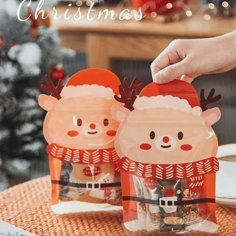 🎄Christmas Treat Bags, Kids Xmas Sealable Bags With Handle 10 PCS❄️