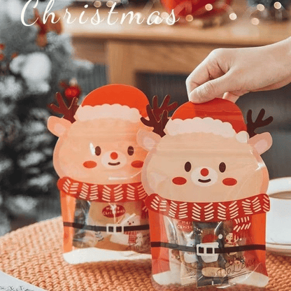 🎄Christmas Treat Bags, Kids Xmas Sealable Bags With Handle 10 PCS❄️