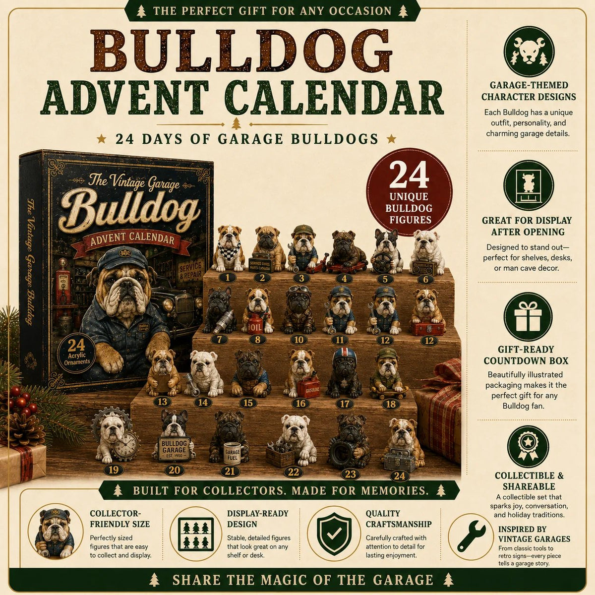 🔥🔧 Vintage Garage Bulldog Advent Calendar 2026 – 24 Days of Classic Bulldog Garage Surprises
