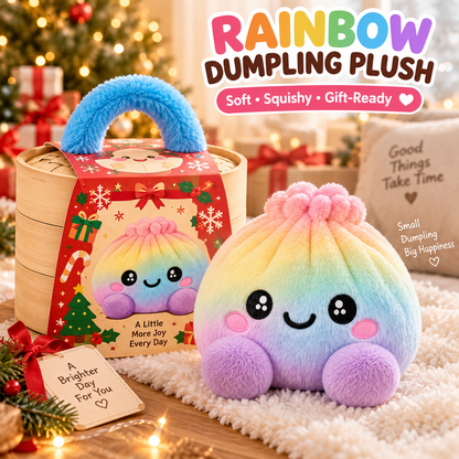 🔥 50% OFF | 🌈🥟 Rainbow Dumpling Plush Squishies – Adorable Steamer Set