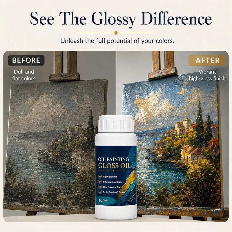 🎨 LIMITED TIME 50% OFF! 💧 Gloss Boost Painting Varnish – Professional High-Gloss Finish, Intensifies Color Depth & Protects Artwork ✨