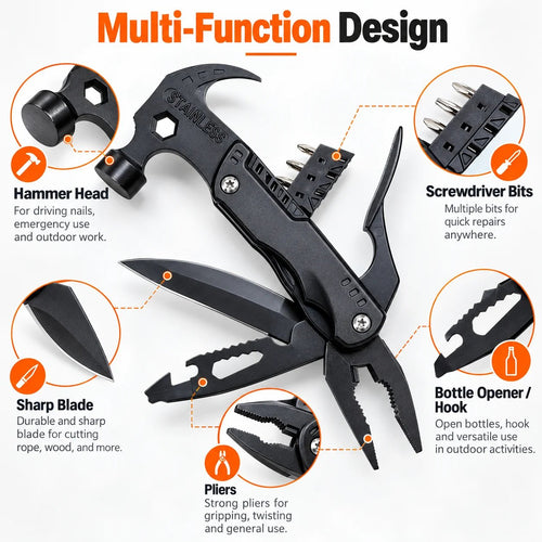 🌟✨ 19-in-1 Multifunction Camping Hammer