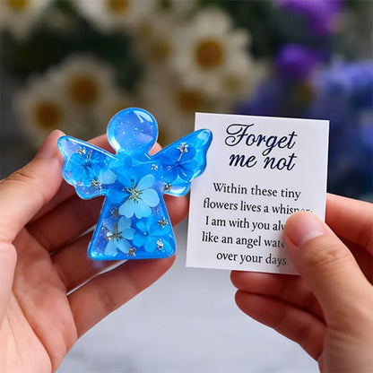 Forget Me Not Dried Flower Angel Keepsake - Timeless Gift for Remembrance, Comfort & Hope