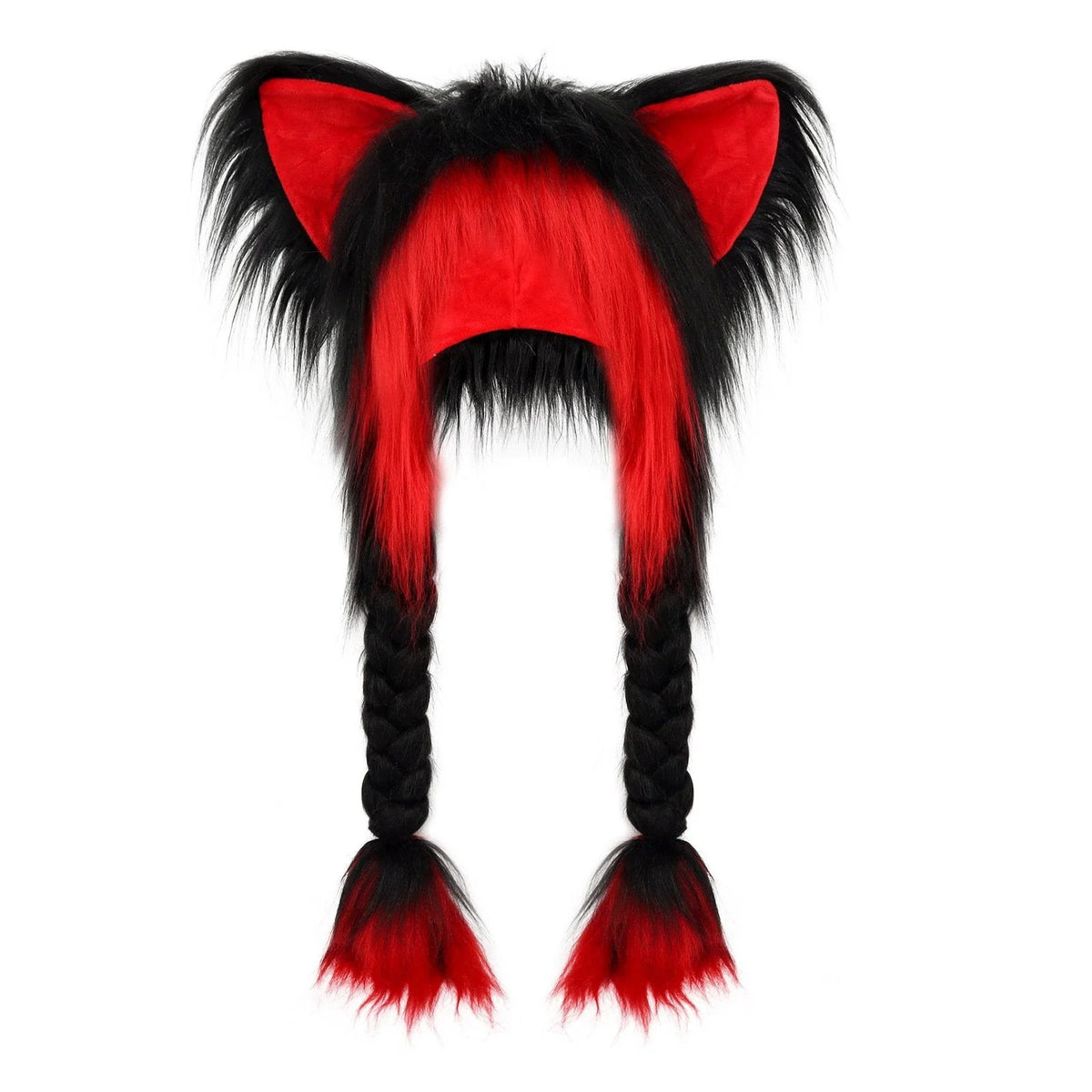 💖 Soft Furry Animal Ear Hat with Braids