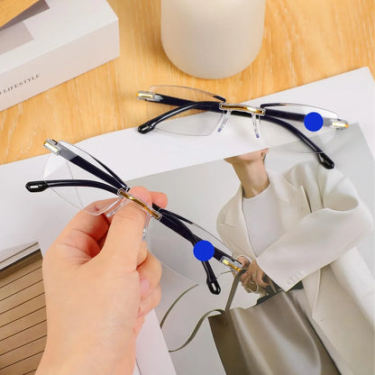 👓🌄 Smart Auto-Focus Glasses – Blue Light Blocking, Anti-Eye Fatigue Rimless Eyewear for Near & Far Viewing