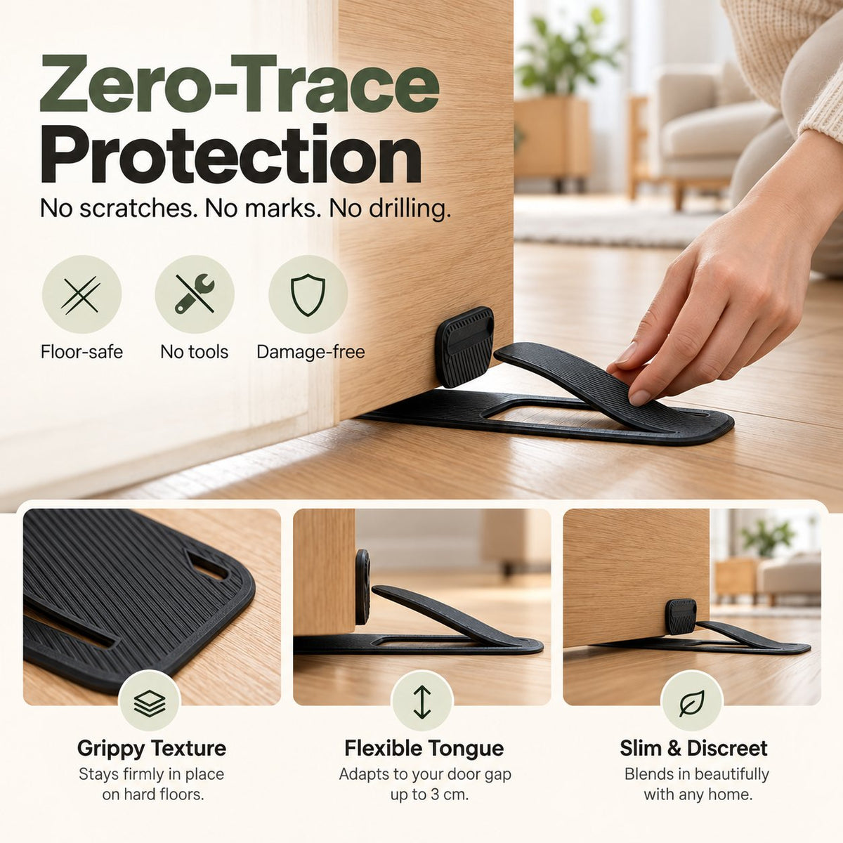 Slide. Grip. Protect: The Flexible Door Stopper 🪶✨
