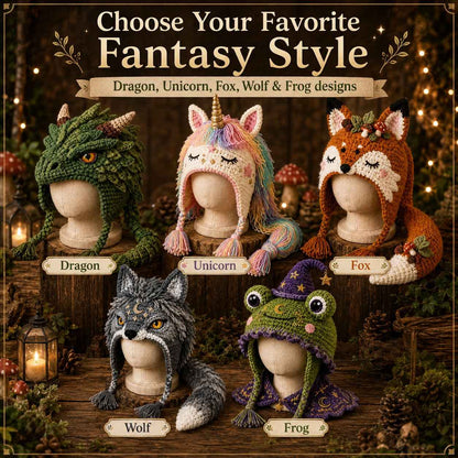 🐉✨ Fantasy Hood Hat DIY Crochet Kit | Premium Soft Yarn Materials with Step-by-Step Guide DIY Handmade Wearable Character Hood 🧶🎭✨