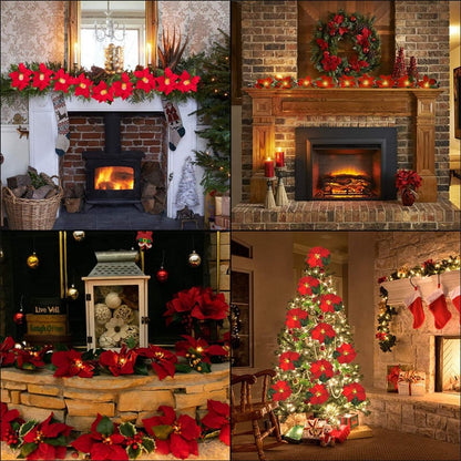 🎄 Christmas Poinsettia LED Garland String Lights