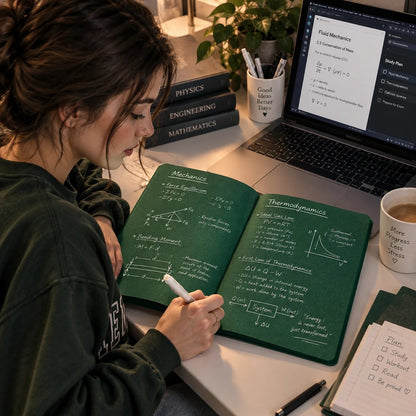 📖Deep Green Blank Notebook with White Gel Pen | Aesthetic Writing & Sketch Journal