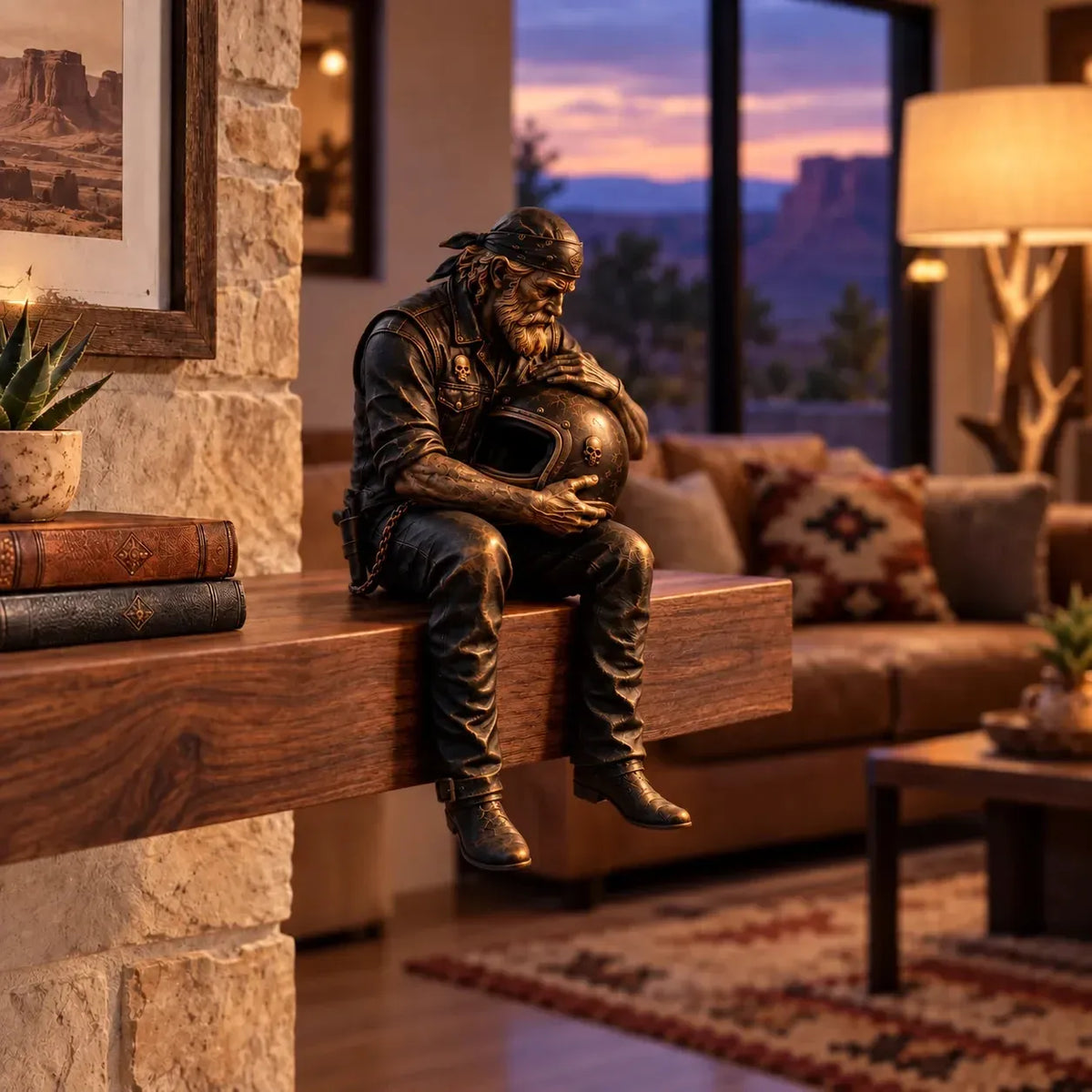⏳ Last Day 49% OFF – 🏍️ Old Biker Soul Shelf Sitter | 5 Rustic Rider Designs with Antique Bronze-Look Finish 🤎