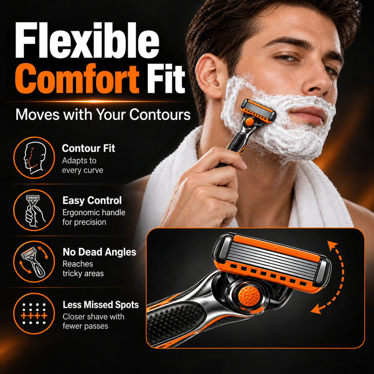 ✨Men's Razor Blade Replacement, 24 Pcs Razor Blade & 1 Count Handle