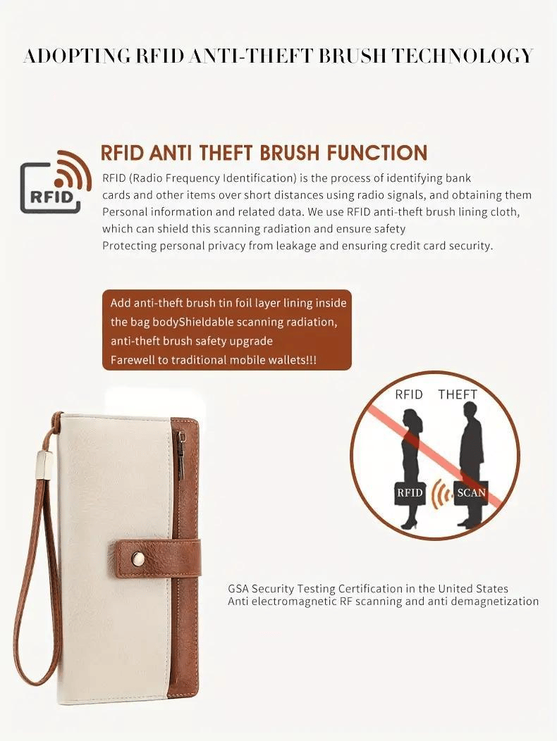 🔥Last Day 49% OFF🔥RFID Blocking Women's Long Wallet: Stylish Solid Leather Clutch (Large Capacity)👛