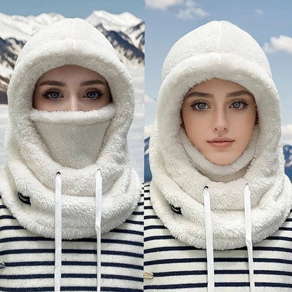 🎉2026 Women's Fleece Hooded Winter Cycling Mask and Hat for Cold Weather