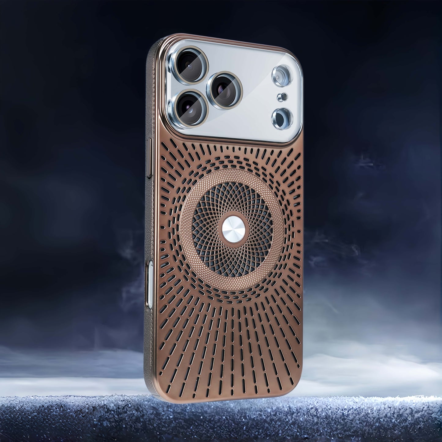 iPhone 17 ProMax/16/15/14/13/12 Hollow Back Panel Heat Dissipation Breathable Mobile Phone Case With Magnetic Ring