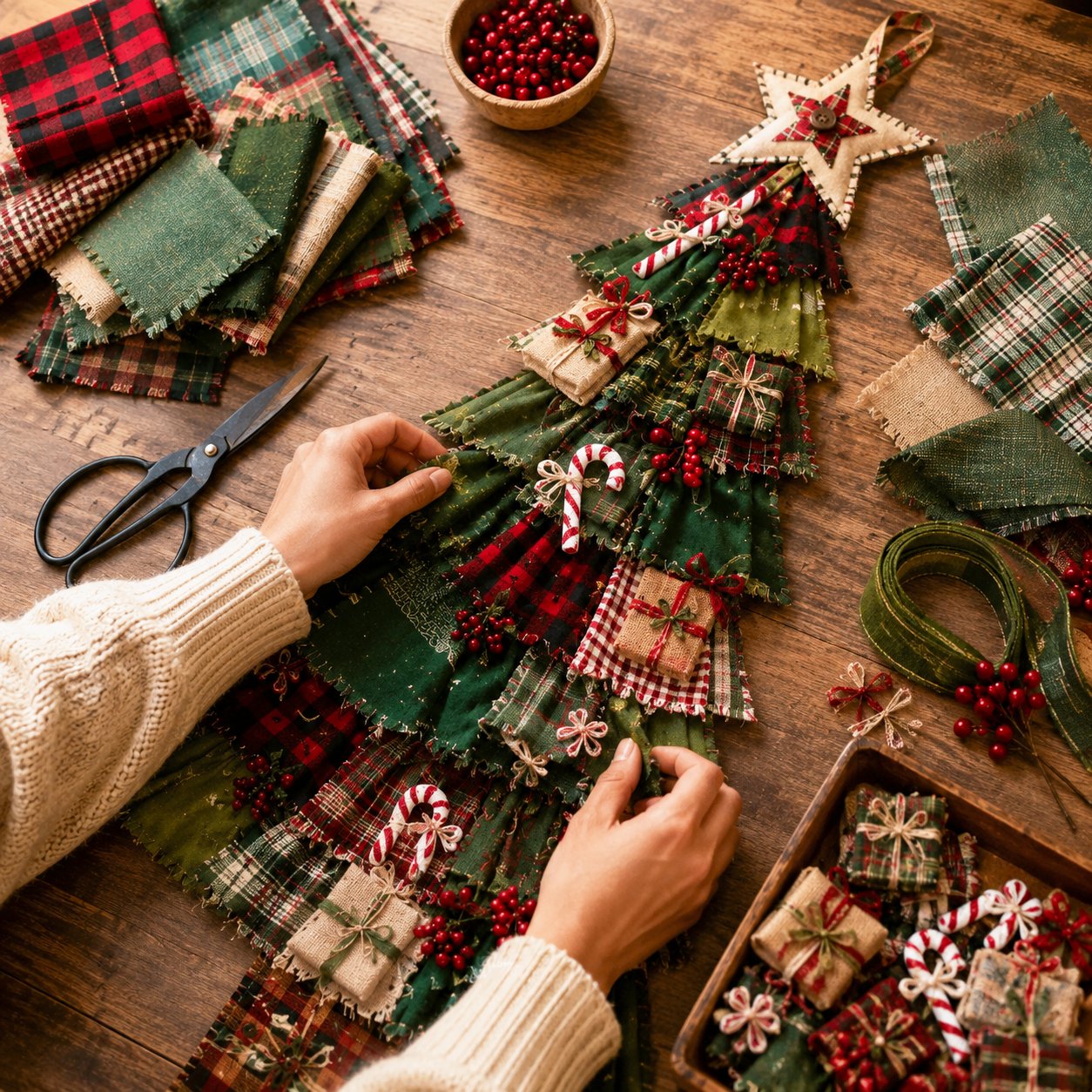 ⏳ Last Day 49% OFF – 🎄Beginner-Friendly DIY Oversized Patchwork Christmas Tree Door Hanging Kit  💕